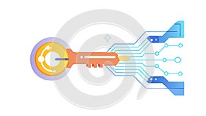 Digital Key: Circuit Board Design Vector Illustration, vector design Generative AI