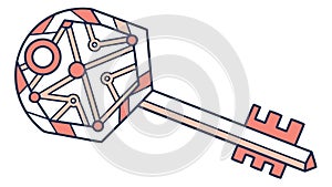 Digital Key with Circuit Board Pattern, Access Security, vector design Generative AI