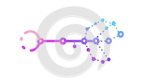 Digital Key with Connected Data Network Lines, vector design Generative AI