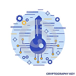 Digital key, cryptography vector concept