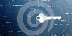 Digital key icon protecting data personal information.Key to success or solution, Cyber Security Concept