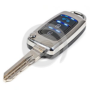 Digital key isolated on white background photo