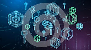 Digital keys security encryption blockchain technology network connection data protection access