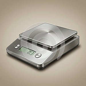 A digital kitchen scale with a sleek, modern design featuring a stainless steel surface.