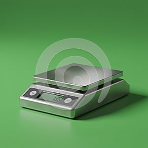 Digital kitchen scale with a sleek, stainless steel design. It features a rectangular