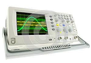Digital laboratory oscillograph isolated on white background