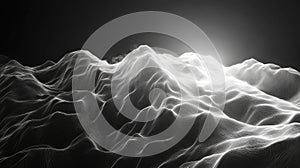 Digital landscape creating abstract data visualization waves