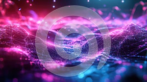 Digital landscape creating abstract network connection technology