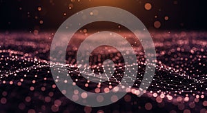 A digital landscape featuring a 3D grid composed of interconnected nodes and lines.