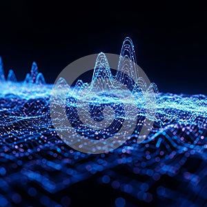 Undulating network of interconnected lines and points, resembling a wave or