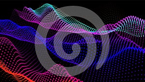 Digital landscape with flowing particles. Cyber or technology background.Vector illustration.geometric structure circles