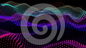 Digital landscape with flowing particles. Cyber or technology background.Vector illustration.geometric structure circles