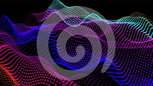 Digital landscape with flowing particles. Cyber or technology background.Vector illustration.geometric structure circles