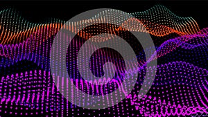 Digital landscape with flowing particles. Cyber or technology background.Vector illustration.geometric structure circles