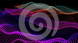 Digital landscape with flowing particles. Cyber or technology background.Vector illustration.geometric structure circles