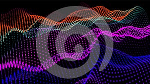 Digital landscape with flowing particles. Cyber or technology background.Vector illustration.geometric structure circles