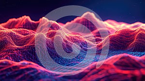 Digital landscape with glowing grid and data connectivity