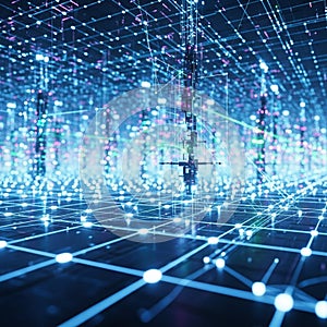 A digital landscape with a grid-like