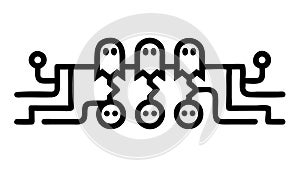 Digital Landscape Outline, Abstract Network Structure, vector design Generative AI