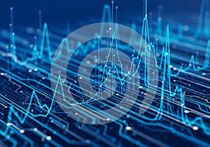 A digital landscape showcasing a complex network of