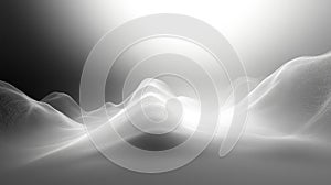 Digital landscape visualizing wireframe data network structure