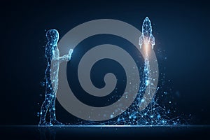 Digital Launch: Man and Rocket with Technology Connection