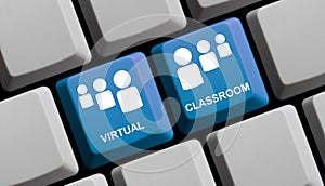 Digital Learning - E-Learning or Virtual Classroom concept on keyboard