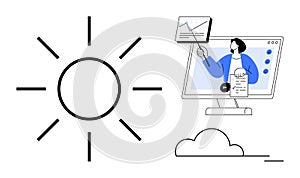 Digital Learning and Data Visualization Concept with Remote Work Elements