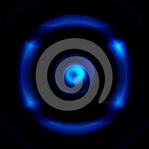 Digital lens with blue eye effect, abstract background photo