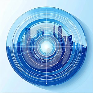 Futuristic Cityscape in a Digital Scope