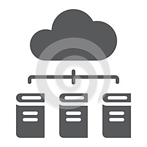 Digital Library glyph icon, e learning