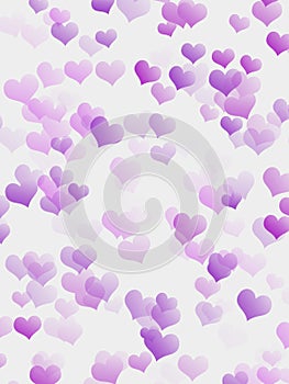 Digital light purple hearts overlapping