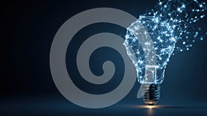 Digital lightbulb concept emerging from glowing network