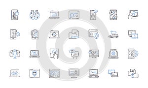 Digital line icons collection. Technology, Innovation, Connectivity, Integration, Automation, Transformation