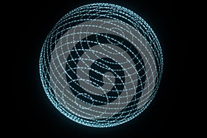 Digital lines made of numbers, globe big data background, 3d rendering