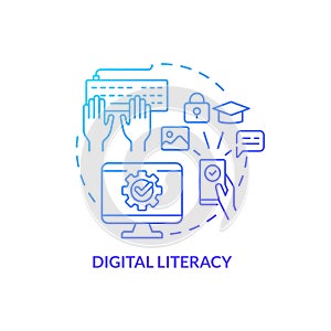 Digital literacy blue gradient concept icon