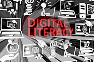 DIGITAL LITERACY concept blurred background