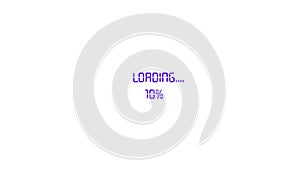 Digital loading bar indicator showing progress with percentage and text