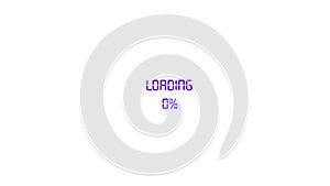 Digital loading screen with text and percentage indicator on white background