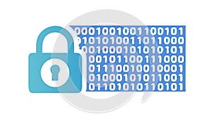 Digital Lock Binary, Cybersecurity and Data Encryption, vector design Generative AI