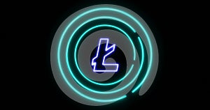 Digital lock concept of denying access with Litecoin LTC cryptocurrency symbol