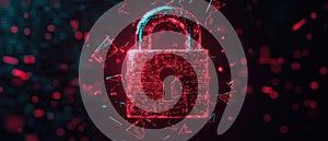 Digital Lock with Glowing Binary Code Effect