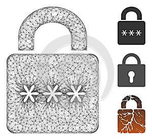 Digital Lock Polygonal Web Vector Mesh Illustration