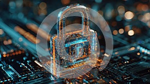 The digital lock representing advanced security in a connected world..AI generated image