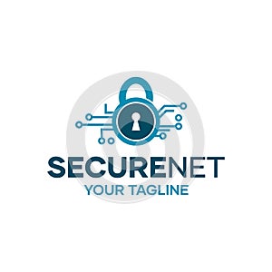 Digital Lock Secure Database Protection Logo Design Concept