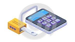 Digital Lock Security System Isometric Icon, vector design Generative AI