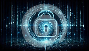 Digital Lock Symbol in Cybersecurity Concept ai generative
