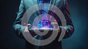 The digital lock on a tablet.AI generated image