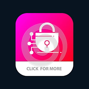 Digital, Lock, Technology Mobile App Button. Android and IOS Glyph Version