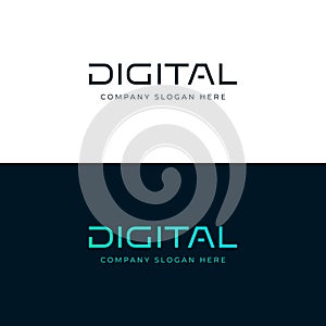 Digital logo design. Digital lettering word. Vector emblem